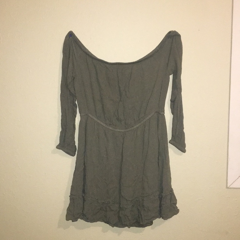 Olive off-shoulder dress